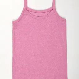 Kiddopanti Cotton Knit Pack Of 3 Sleeveless Solid Camisoles - Peach Pink Melange & Grey Melange image 3