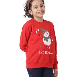 Ninos Dreams Christmas Snowman Printed Full Sleeves Sweatshirt - Red image 4