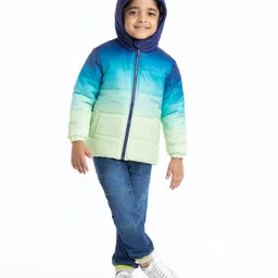 Babyhug Woven Full Sleeves Ombre Hoodie - Multicolor image 3