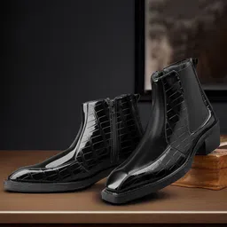 Bxxy Men Textured 2-Inch Heel Height Increasing Chelsea Boots-picture-33