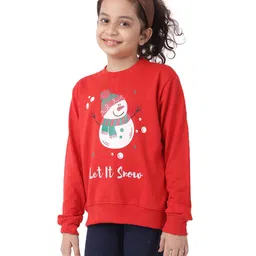Ninos Dreams Christmas Snowman Printed Full Sleeves Sweatshirt - Red image 5