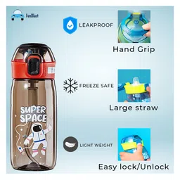 FunBlast Cartoon Water Bottle with Sipper Black  630 ml image 4