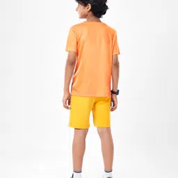 Pine Active Half Sleeves High Stretch T-Shirt Ball Print - Orange image 4