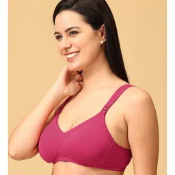 The Mom Store Pack Of 3 Sleeveless Solid Non Padded Nursing Bras - White Black & Fuchsia image 5