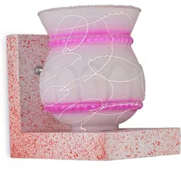 1ST TIME Pink & White Textured Wood Contemporary Abstract Shaped Shaped Wall Lamp-picture-53
