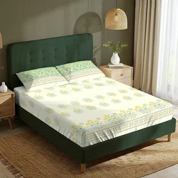 URBAN SPACE Serene White Floral Pure Cotton 200 TC Queen Bedsheet Set- 2.54 m x 2.23 m-picture-31