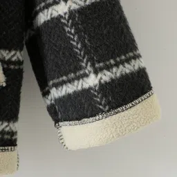 Kookie Kids Full Raglan Sleeves Winter Jacket with Checkered Design - Black image 5