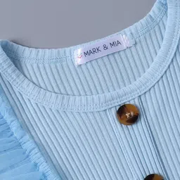 Mark & Mia Sleeveless Butterfly Applique & Frill Detailing Flared Party Frock - Sky Blue image 5