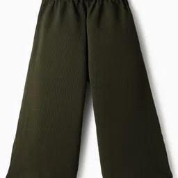 OLLINGTON ST. Cotton Poly Woven Slub Floral Printed Full Sleeves Top & Waffle Pant - Multicolor & Dark Olive Green image 5