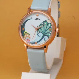 VIRAKTI Women Brass Printed Dial & Leather Straps Analogue Watch G-10-BLUE-V.Y-picture-23