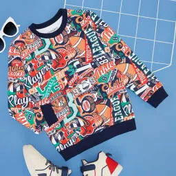 Pantaloons Junior Boys Spicy Orange Printed Sweatshirt-picture-14