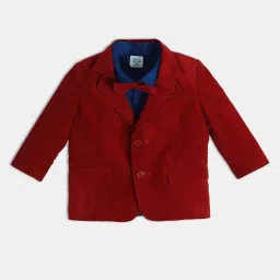 MINIKLUB Boys Red & Blue Cotton Solid Full Sleeves Coordinate Set image 3