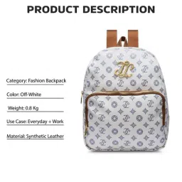 LAVIE Signature Off White Printed Backpack image 5