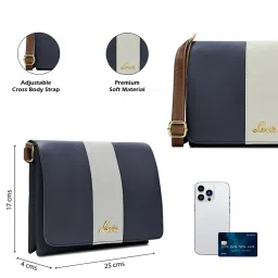 Lavie Navy Reese 2c Color Block Medium Leather Cross Body Bag image 3