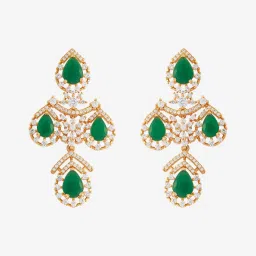 Kushal's Fashion Jewellery Green Golden Set for Women image 3