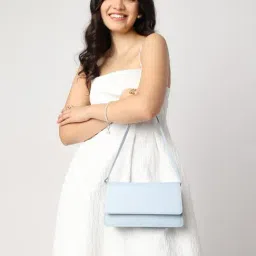 Fastrack Powder Blue Textured Medium Shoulder Bag image 1