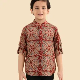 Fabindia Boys Maroon Cotton Printed Kurta-image-72