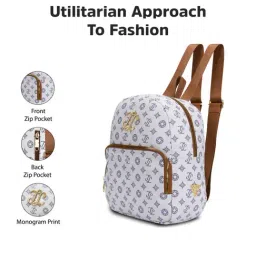 LAVIE Signature Off White Printed Backpack image 3