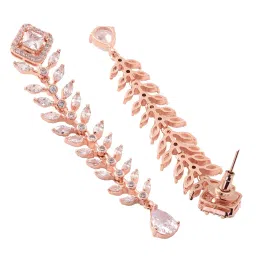 Saraf RS Jewellery White AD Encrusted Feather Design Earrings image 3