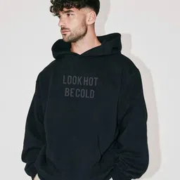 Stitchmeashirt Men Black Printed Hooded Fleece Sweatshirt-picture-24