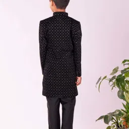 VASTRAMAY Boys Black Embroidery Full Sleeves Indowestern Sets image 3