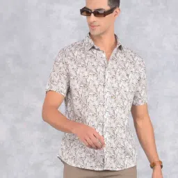 Crimsoune Club Brown Slim fit Floral Shirts-image-16