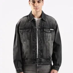 Calvin Klein Jeans Charcoal Grey Cotton Regular Fit Denim Jacket-image-25