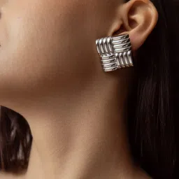 Perfectly Average Large Knot Square Studs Silver image 3