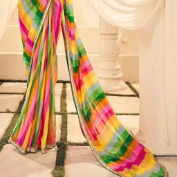 Stylum Green Printed Saree With Unstitched Blouse image 3