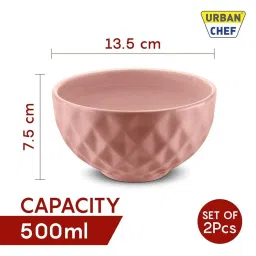 Urban Chef Pink & Grey Ceramic Handcrafted Microwave Safe Bowl - Set of 2 image 3