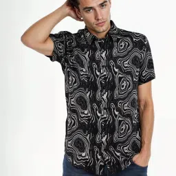 celio Celio* Black Regular Fit Printed Shirt image 3