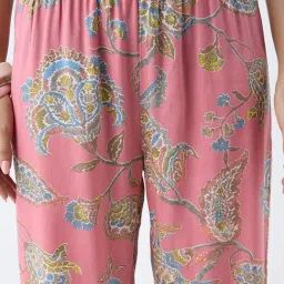Utsa by Westside Dusty Pink Botanical Design Ethnic Pants image 4