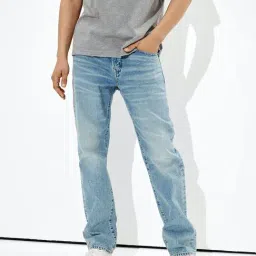 American Eagle Blue Cotton Relaxed Fit Jeans-image-6