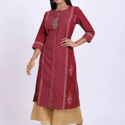 Cantabil Maroon Printed A Line Kurti-picture-15