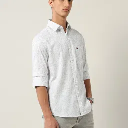 Ad By Arvind Grey Cotton Slim Fit Printed Shirt image 3