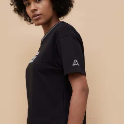 KAPPA Black Cotton Printed Sports T-Shirt image 3