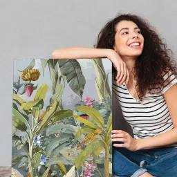 Art Street Engineered Wood Bengal Tiger & Palm Tree Canvas Painting - Set of 3 image 3