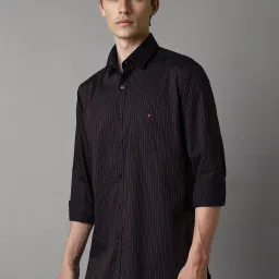 Louis Philippe Navy Cotton Slim Fit Striped Shirt image 3