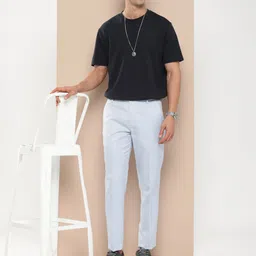 encore by INVICTUS Men Self Design Mid-Rise Textured Regular Trousers image 4