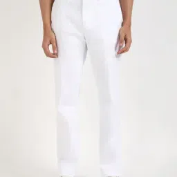 Tommy Hilfiger Optic White Cotton Straight Fit Trousers-picture-19