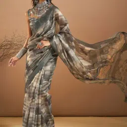 Saree Mall Green Printed Sarees With Unstitched Blouse-image-61
