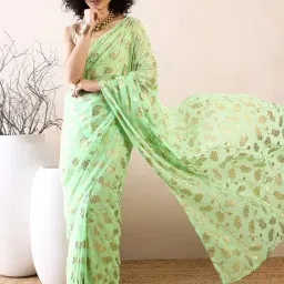 Saree Mall Green Woven Sarees With Unstitched Blouse-picture-14