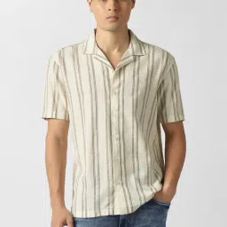 Van Heusen Beige Cotton Relaxed Fit Striped Shirt-picture-22