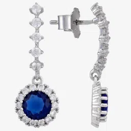 kushal's fashion jewellery Kushal's 92.5 Silver Sapphire Rhodium Polished Earrings for Women image 3