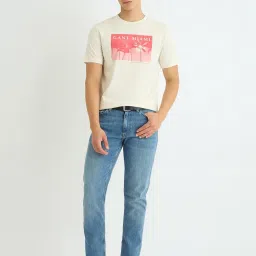GANT Cream Regular Fit Printed T-Shirt image 3
