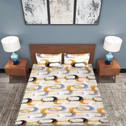 Romee Beige Cotton Geometric Bed Sheets image 3