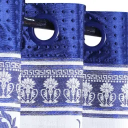 Romee Blue Jaquard Abstract Curtains and Sheers image 3