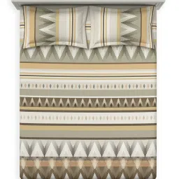 DDecor Elemental Brown Cotton Abstract 180 TC Super King Bedsheet with 2 Pillow Covers image 3