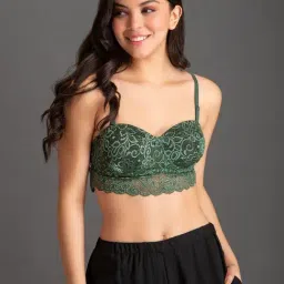 Clovia Green Lace Work Balconette Bra-picture-24