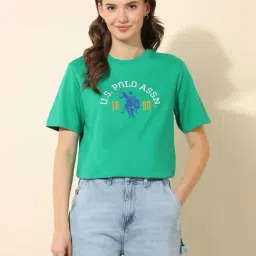 U.S. Polo Assn. Green Cotton Boxy Fit Logo Printed T-Shirt-picture-10